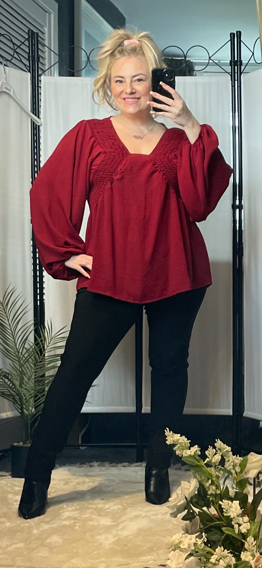 THE FREYA TOP - BURGUNDY